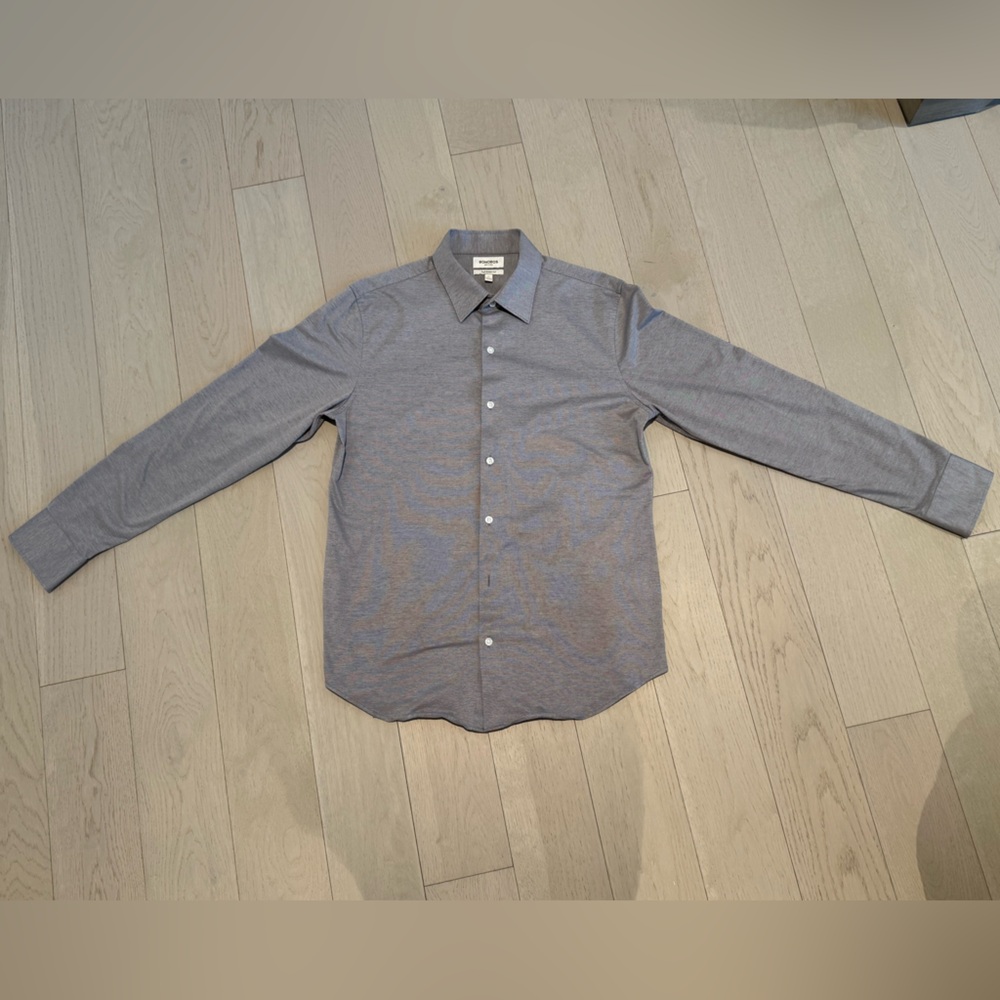 Bonobos Men's Tech Pique Button Down Shirt (Large, Tailored fit, grey)